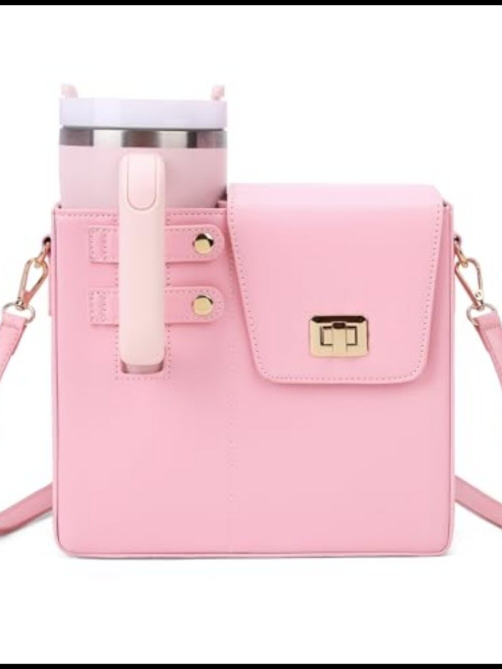 Faux Leather Crossbody Cup Holder Bag for 40oz Tumbler